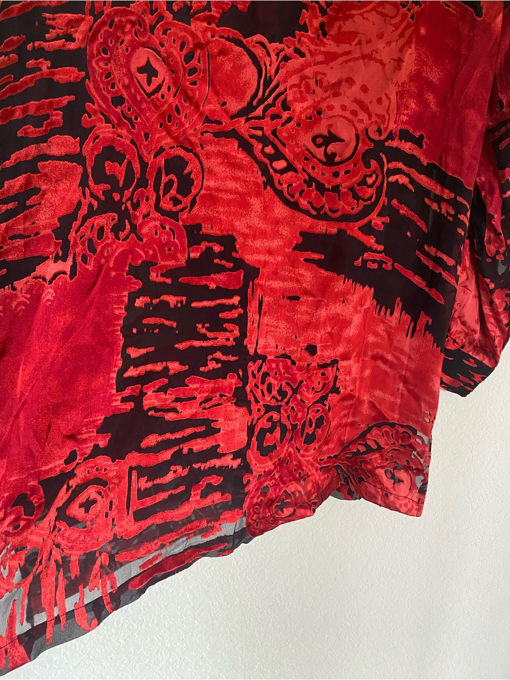 Vintage Y2K Burnout Vampy Sultry Silk Blend Grunge Edgy Blouse - Picture 9 of 10